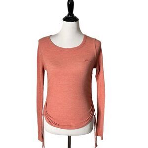 PINK Victoria's Secret Waffle Knit Top Pink‎ Ruched Tie Sides Women's Size XS